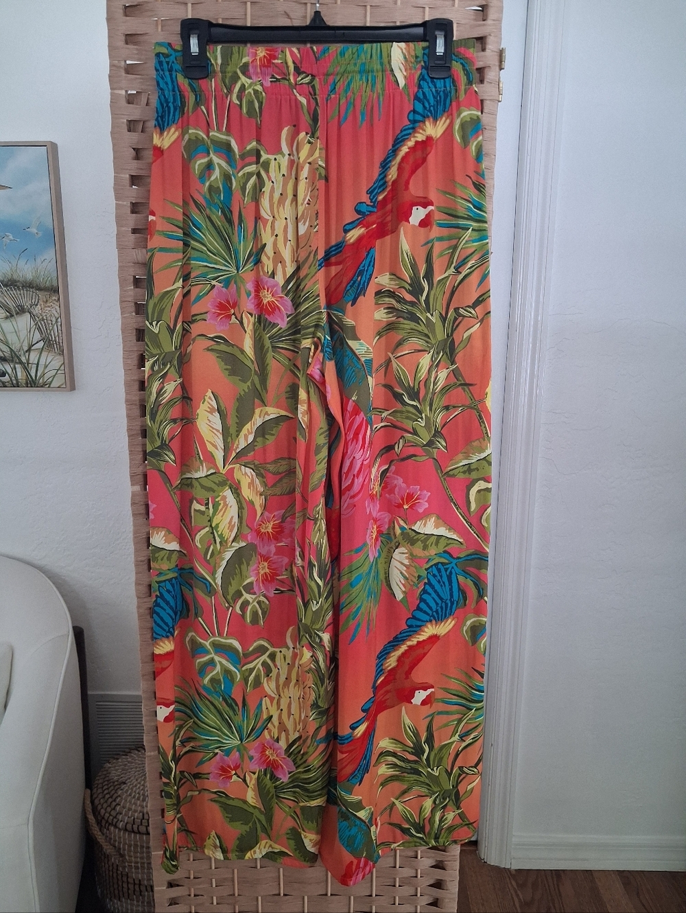 🌺🦜🌴 Rachel Roy Pink Tropical-Print Wide Leg Pants Sm 🌴🦜🌺 - Picture 5 of 8